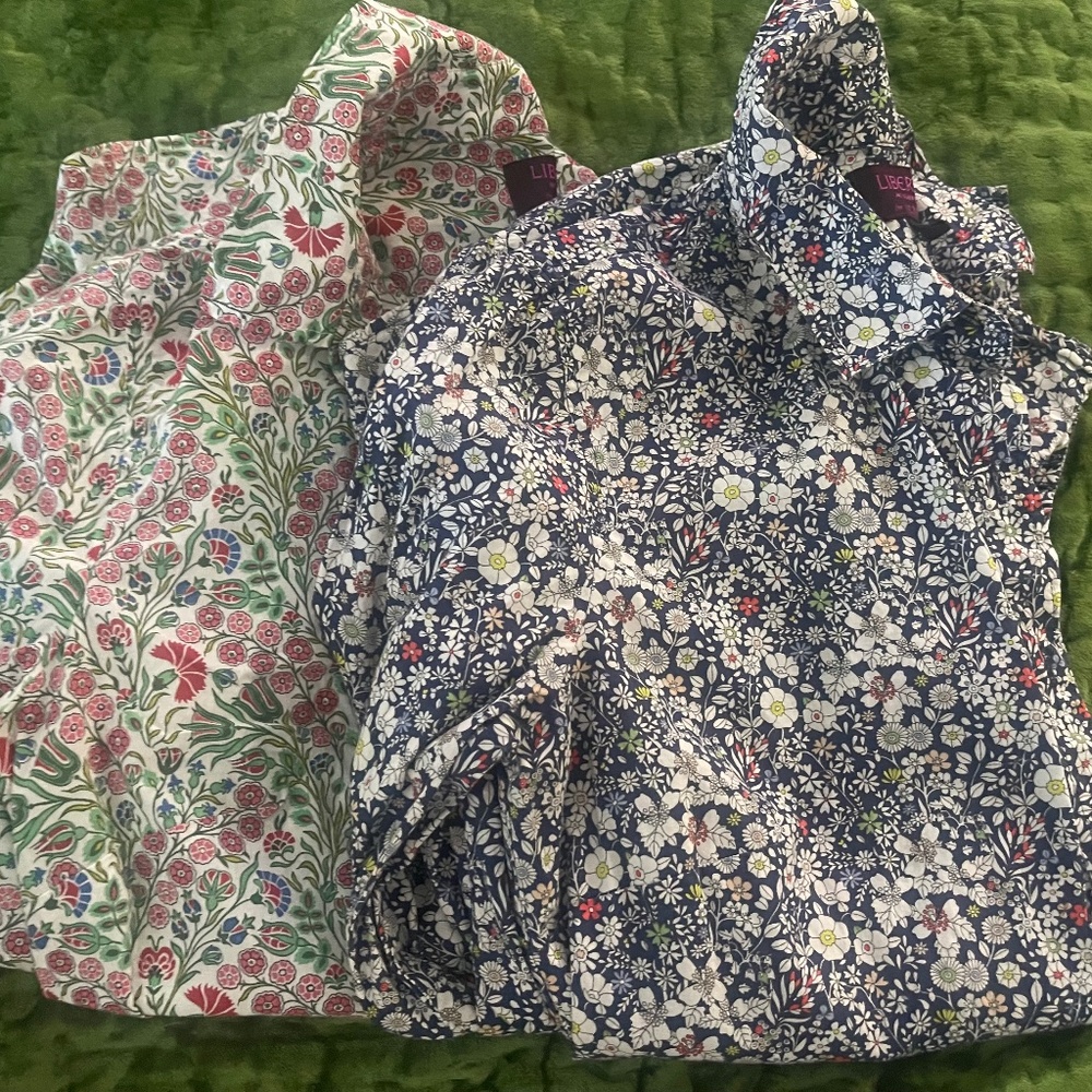Pair of 2 EUC J Crew liberty of London size 0 perfect shirts